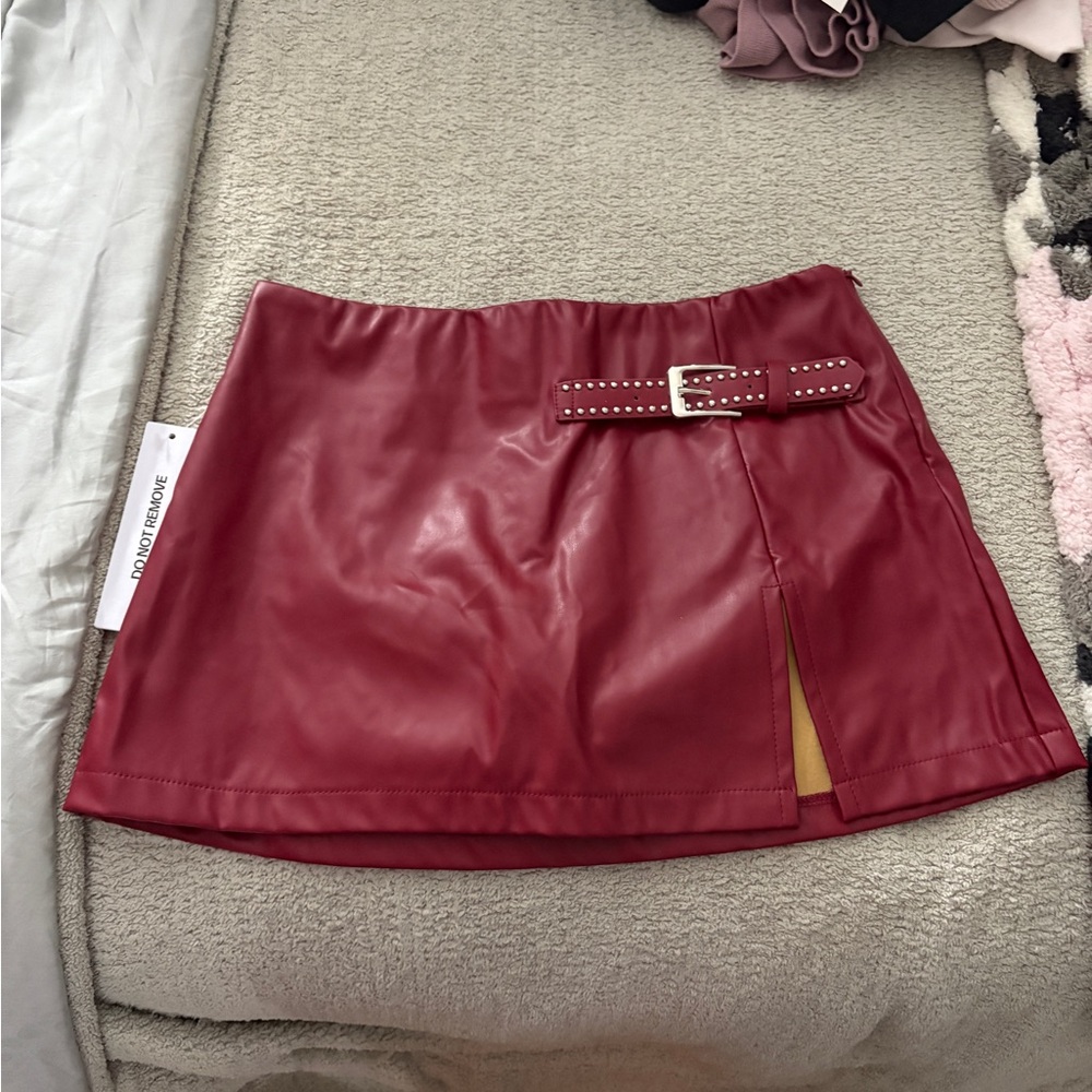 Red Leather Mini Skirt
